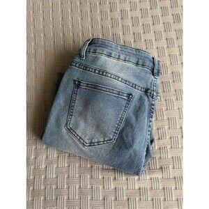 AZI New York Embellished Floral Lace Distressed Jeans Blue Women's Size 10